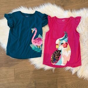 Teal and Pink Parrot & Flamingo Tees